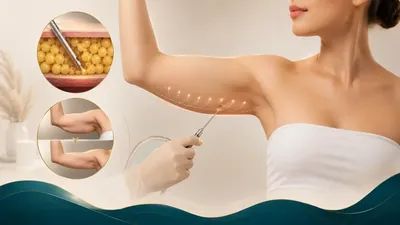 Arm liposuction of the upper arm targeting triceps and underarm fat