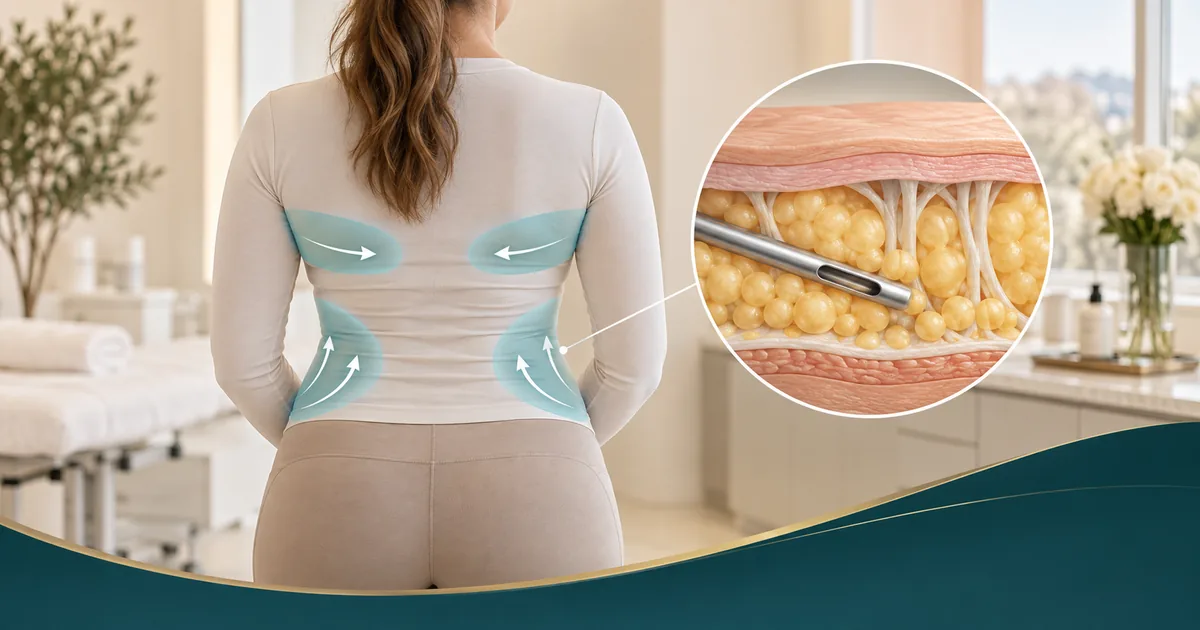 Back, bra-roll and flank liposuction treatment zones