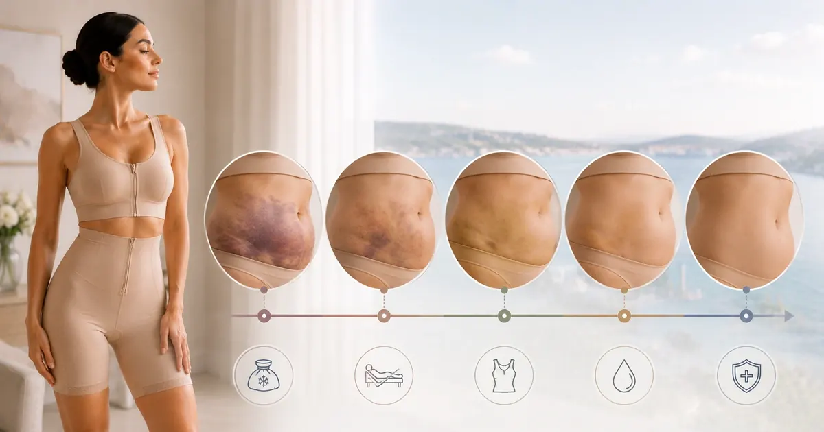Swelling and bruising after liposuction - typical progression and when each peaks during recovery
