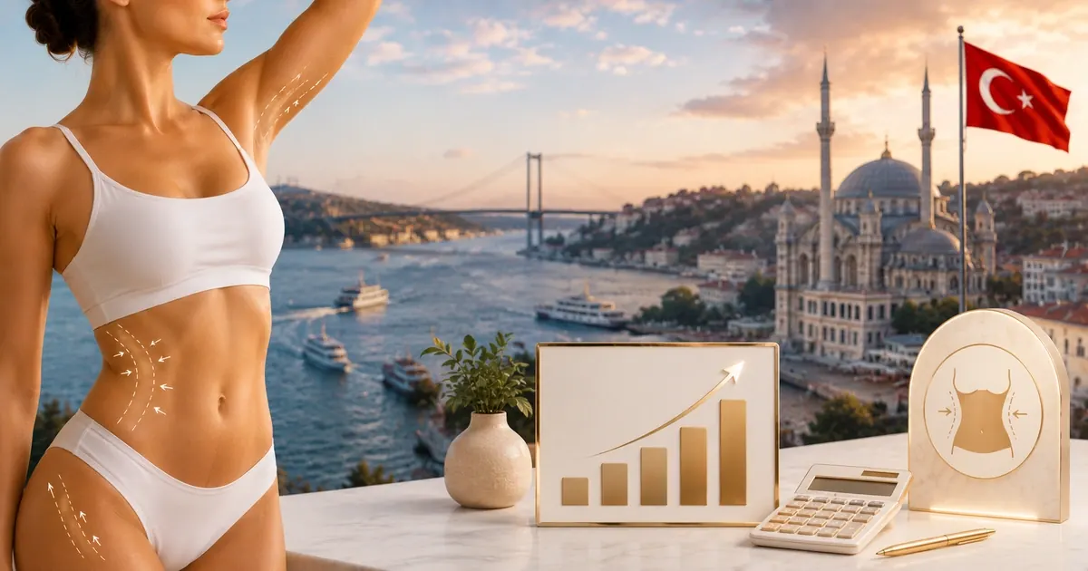 Comparison chart showing liposuction cost differences between Turkey, US, and UK